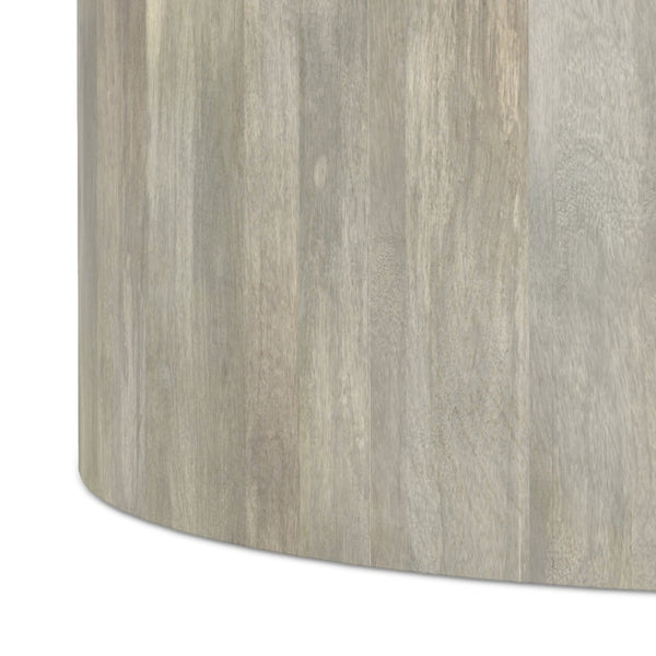 English Elm Millbury Solid Mango Wood Round Coffee Table Rustic Drum Design for Living Room White B136P429081