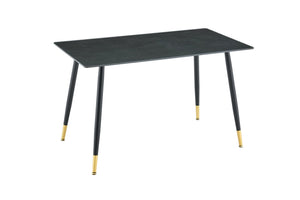 English Elm Modern Sintered Stone Rectangular Dining Table with Metal Legs for Four Seats Dark Gray W3493S00014