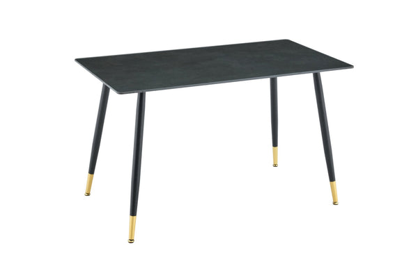 English Elm Modern Sintered Stone Rectangular Dining Table with Metal Legs for Four Seats Dark Gray W3493S00014