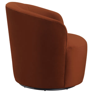 English Elm Resnick Burnt Orange Swivel Chair — Elegant Rounded Upholstered Accent Seat with Warm Wood Trim, Cozy Comfort and Style B062P358238