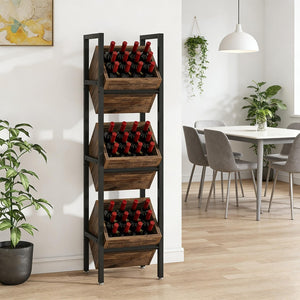 English Elm Stable Freestanding Wine Rack 36 Bottle Metal Wood Industrial Bar Storage T3971P449827