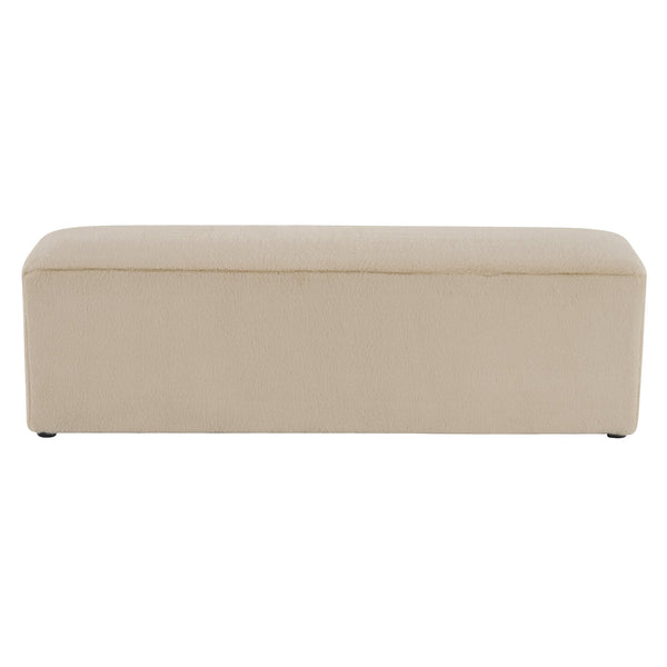 English Elm Christopher Knight Home® - Almond Plush Long Ottoman Bench with Wood Frame, Cloud-Soft Fabric, Stable Support, Seats 2-3 Comfortably N769P296342A
