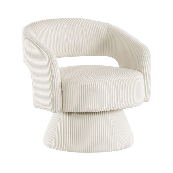 English Elm Lessa Swivel Accent Chair with Foam Cushion Round Base for Living Room Corners Ivory B056P417029