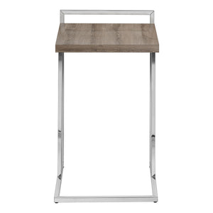 English Elm Accent Table - Contemporary C-Shaped Side Table With Chrome Base For Living Room & Bedroom Use B2710P219377