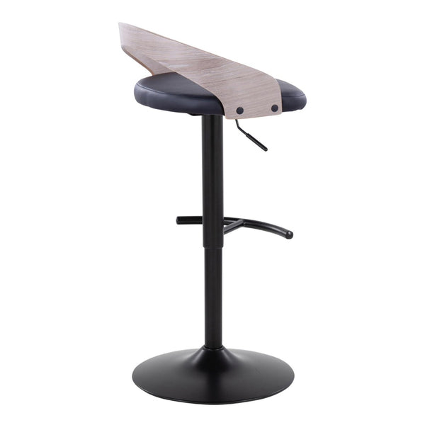 English Elm Adjustable Swivel Barstools with Faux Leather Seats and Black Metal Base Set of 3 B202S02022