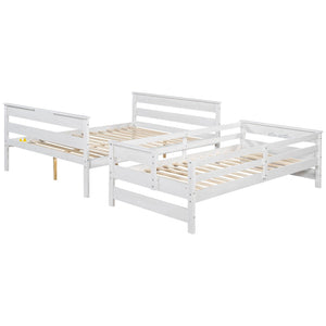 English Elm Wood Twin Xl Over Queen Bunk Bed With Ladder - Stylish Space-Saving Design For Kids & Guests! GX000446AAK-1-GIGA