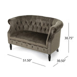 Christopher Knight Home® - Noble House - Milani Tufted Chesterfield Velvet Loveseat With Scrolled Arms