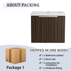 English Elm 60 Inch Soft Close Doors Bathroom Vanity Set With Stylish Resin Sink & Ample Storage Solutions W999S00260