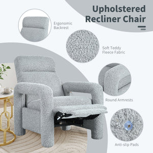 English Elm Christopher Knight Home® - 31.25" Push Back Recliner Plush Teddy Fleece Upholstered Armchair with Foam & Pocket Springs Comfort 90–120–150° Adjustments LIGHT GREY N763P212864R