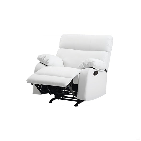 English Elm Contemporary PU White Rocker Recliner Chair — Compact 38"H x 37"W x 39"D, Padded Arms, Smooth Rocking Motion, Perfect for Small Spaces B078108292
