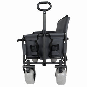 English Elm 3-in-1 Folding Wagon with Convertible Bench Seat Steel Frame 500lb All Terrain Gray W2932P390466