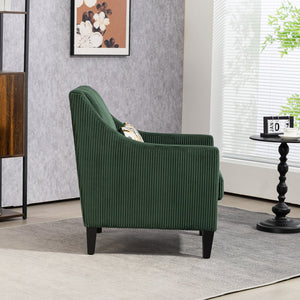English Elm COOLMORE Modern Accent Chair with Plush Corduroy Upholstery, Solid Wood Frame and Two Pillows Emerald W395P195360