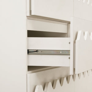 English Elm 60" Wave Front Six Drawer Dresser Sculptural Engineered Wood Media Console for Bedroom Ivory N739S0000011W
