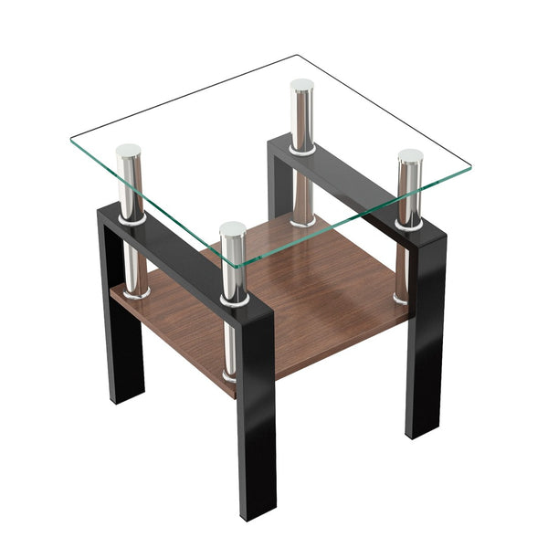 English Elm Set Of 2 Modern Tempered Glass Tea Tables - Stylish, Durable Design For Living Room & Office Use W241P300303-GIGA