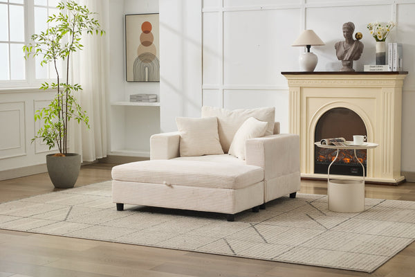 English Elm Chaise Lounge Chair - Modern Upholstered Sleeper Couch With Storage Ottoman For Living Spaces W1170P353052