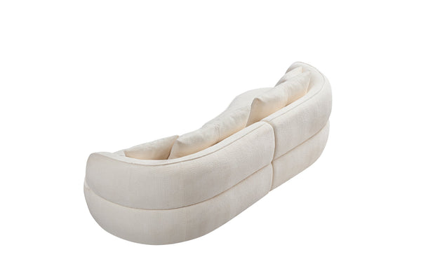 English Elm WKS7W Modern White Sectional Sofa with Removable Pillows, Solid Wood Frame, Curved Design, 4-Seater W2085S00064