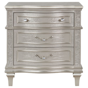 English Elm Evangeline Silver Oak 3-Drawer Nightstand with Hexagonal Hardware, Turned Tapered Legs, Modern Elegance B062P344978