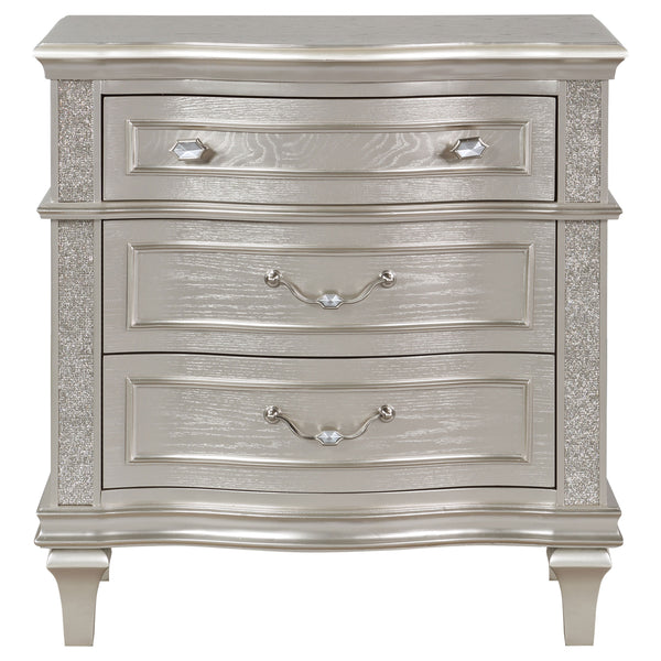 English Elm Evangeline Silver Oak 3-Drawer Nightstand with Hexagonal Hardware, Turned Tapered Legs, Modern Elegance B062P344978