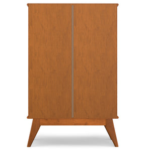 English Elm Draper Teak Mid Century Bar Cabinet – Solid Rubberwood, Wine & Stemware Storage, Drop-Down Worktop B136P203490