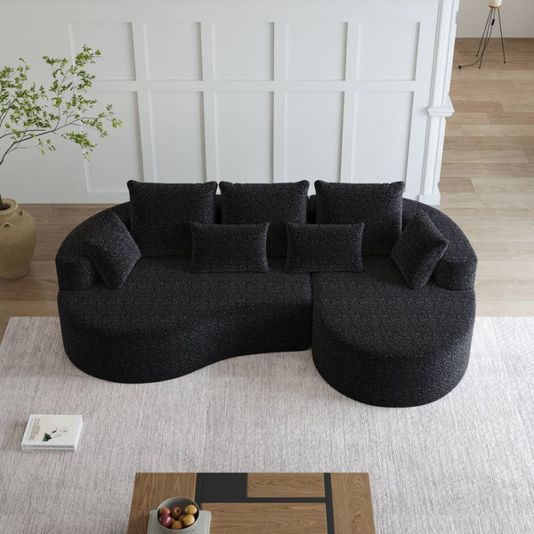 English Elm Modern Chenille Cloud Sectional Sofa Deep Curved 4 Seat Modular Living Room Couch W834S00488