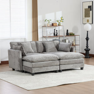 English Elm Cloud Loveseat Modern Sectional with Chenille Upholstery for a Cozy Living Space Gray W1143S00058