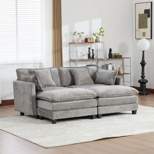 English Elm Cloud Loveseat Modern Sectional with Chenille Upholstery for a Cozy Living Space Gray W1143S00058