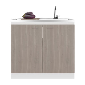 English Elm Utility Sink Base Cabinet with Two Doors Shelved Storage White Oak Laundry Room B097S00256
