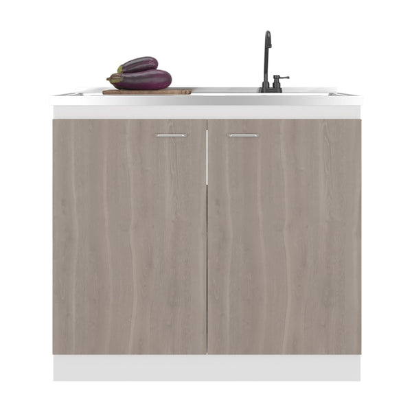 English Elm Utility Sink Base Cabinet with Two Doors Shelved Storage White Oak Laundry Room B097S00256