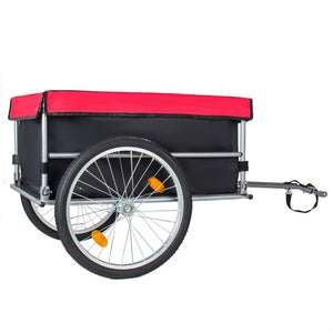 English Elm Foldable Bike Cargo Trailer with 20 Inch Tires Steel Frame and Weatherproof Oxford Cover Red W2932P405183