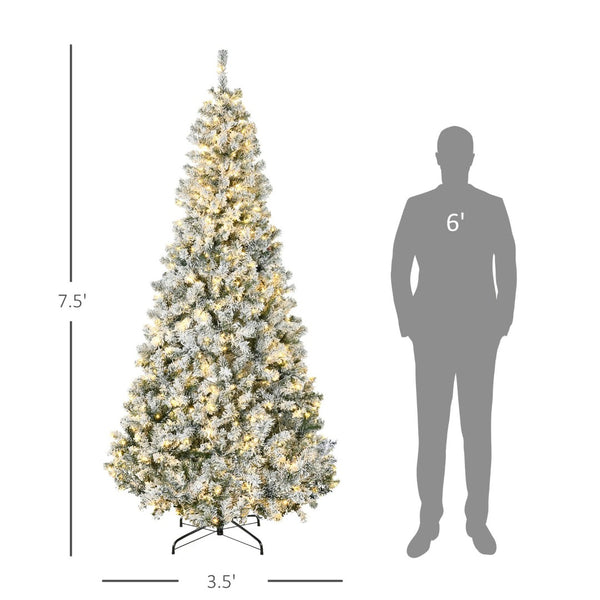 English Elm Christmas Flocked Tree 7.5 Ft with 500 Warm White Leds and Snow Dusted Pvc Branches T3971P419703
