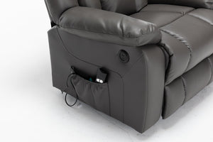 English Elm Electric Power Massage Recliner with Heating & USB Charging, PU Leather, Extra-Dense Cushion Comfort Dark Gray B205S00069