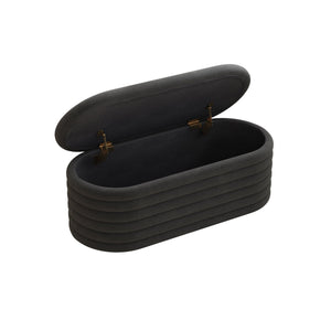 English Elm Storage Chenille Ottoman Bench Upholstered Fabric with Safety Hinge, Plush Seat, 350lb Support, Hidden Storage Black W2336P251245