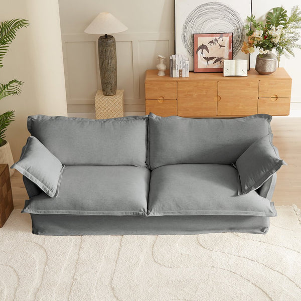 English Elm 87.4'' Modern Comfy Upholstered Sofa Cloud Couch with Deep Seats, Removable Covers, Plush Pillows, Grey W2357P254994