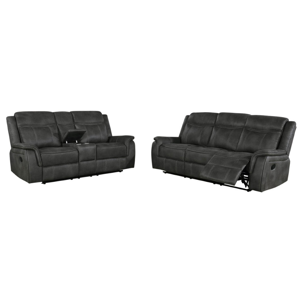 English Elm Franklin Microfiber Reclining Sofa Set with Wall Hugger Design and Tufted Cushioning B062S01586