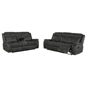 English Elm Franklin Microfiber Reclining Sofa Set with Wall Hugger Design and Tufted Cushioning B062S01586