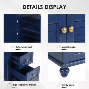 English Elm 36" Modern Grey Bathroom Vanity with Ceramic Sink, Solid Wood Frame, Soft-Close Drawers, Organizer Storage Blue W2896P344087
