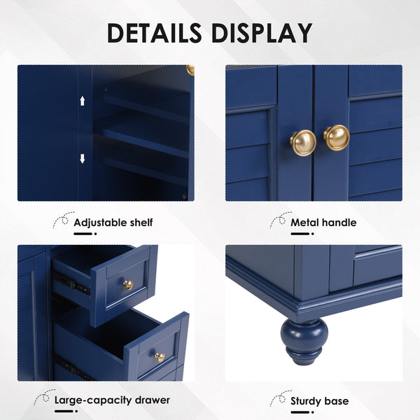 English Elm 36" Modern Grey Bathroom Vanity with Ceramic Sink, Solid Wood Frame, Soft-Close Drawers, Organizer Storage Blue W2896P344087