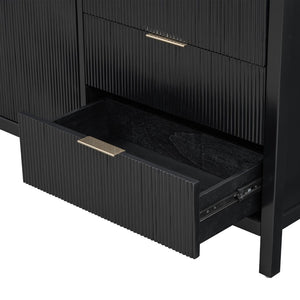 English Elm U_Style Minimalist Wave-Pattern Sideboard: Stylish Storage For Entryway, Hallway & Living Room N711P235893B-GIGA