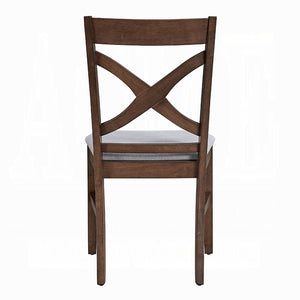 English Elm Set of 2 Rustic Cross-Back Dining Chairs with Padded Seat Cushions Brown Finish 20"W x 38"H B2741P328585