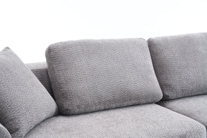 English Elm LY-024GY Plush 4-Seater Compression Sofa in Gray Crochet Yarn Fabric with 4 Pillows, Breathable Comfort 103" wide W2231S00017