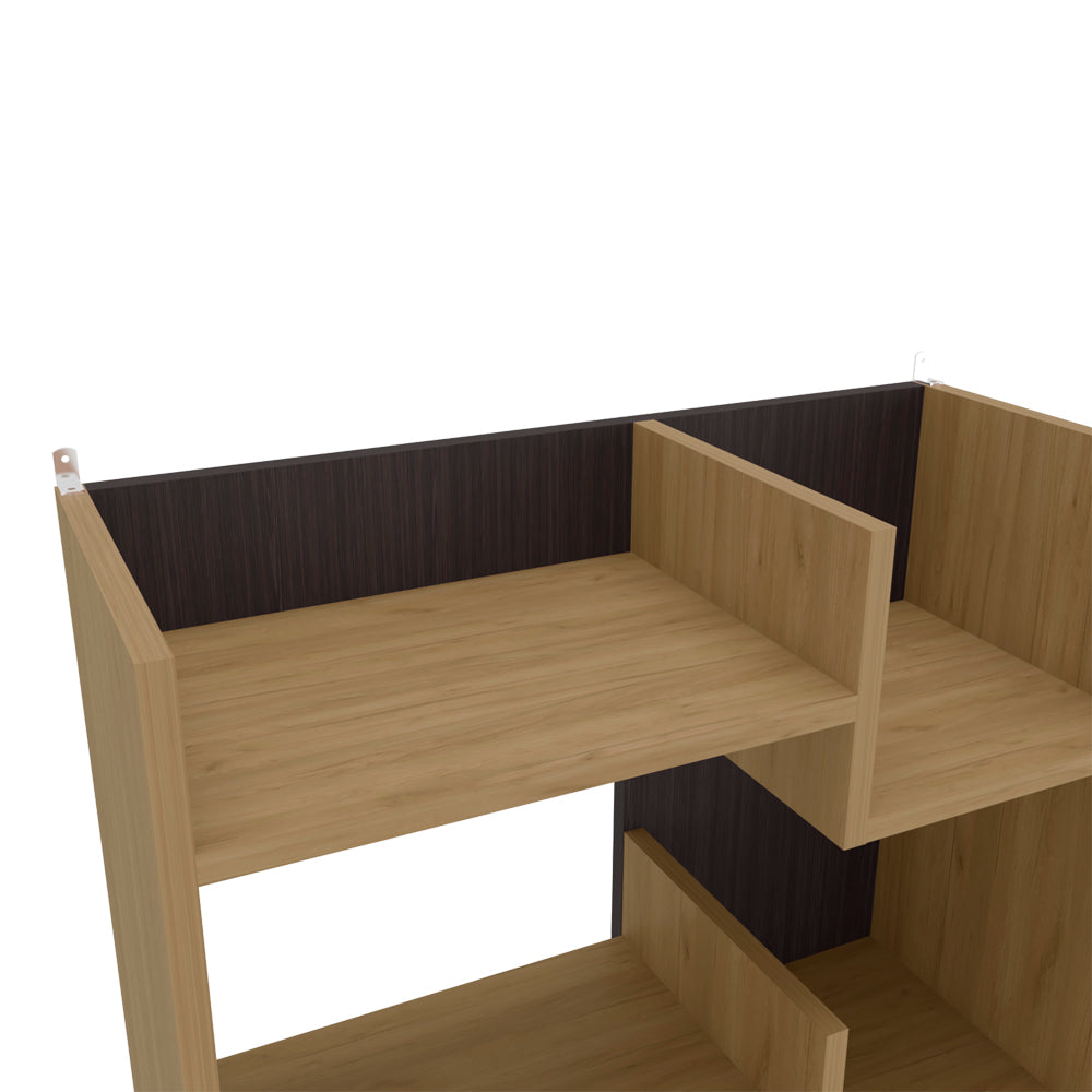 English Elm Magnolia Modern Geometric Bookcase Macadamia/Black – Space-Saving Engineered Wood Shelf, Stable Design B092P309163