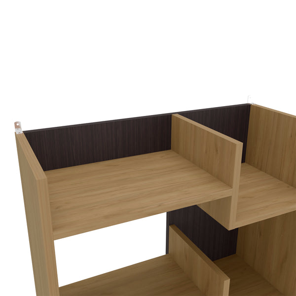 English Elm Magnolia Modern Geometric Bookcase Macadamia/Black – Space-Saving Engineered Wood Shelf, Stable Design B092P309163