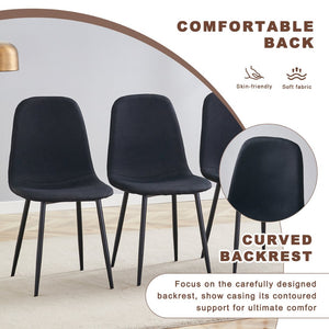 English Elm Table And Chair Set - Modern Adjustable Lifting Table With Walnut Finish & 4 Stylish Black Chairs W1151S03779-GIGA