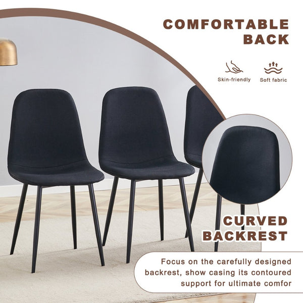 English Elm Table And Chair Set - Modern Adjustable Lifting Table With Walnut Finish & 4 Stylish Black Chairs W1151S03779-GIGA