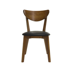 English Elm Set of 2 Wood Dining Side Chairs with Black Leatherette Seats, Transitional Design, Sturdy Rectangular Backrest Dark Walnut B016P368770