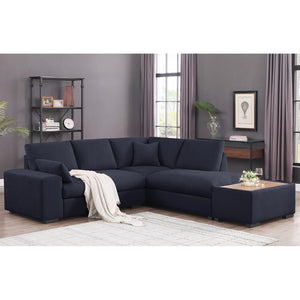 English Elm Woven Fabric Sectional Sofa With Right-Facing Chaise & Console Ottoman - Chic Dark Gray Comfort B016S00051-GIGA