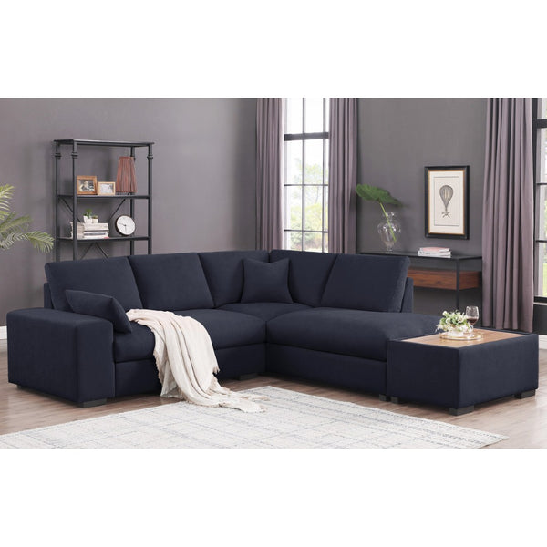 English Elm Woven Fabric Sectional Sofa With Right-Facing Chaise & Console Ottoman - Chic Dark Gray Comfort B016S00051-GIGA