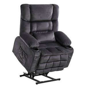 English Elm Dual Motor Large Power Lift Recliner Chair with Waist Kneading & Heat, Extended Footrest, USB Ports Grey W1521S00072