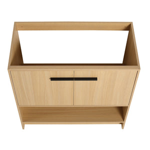English Elm 36" Freestanding Bathroom Vanity with 2 Doors and Open Shelf, Modern Ergonomic Plywood Cabinet Oak W1972P268400