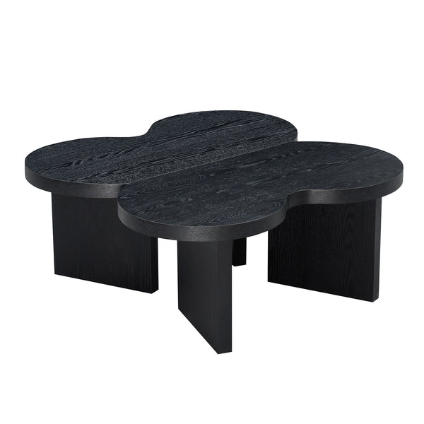 English Elm Modern Butterfly Coffee Table MDF 31.5" — Elegant Split Design, Spacious Top, Versatile Living Room Accent Black W876P353938